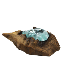 Świecznik szklany w drewnie Hand Made